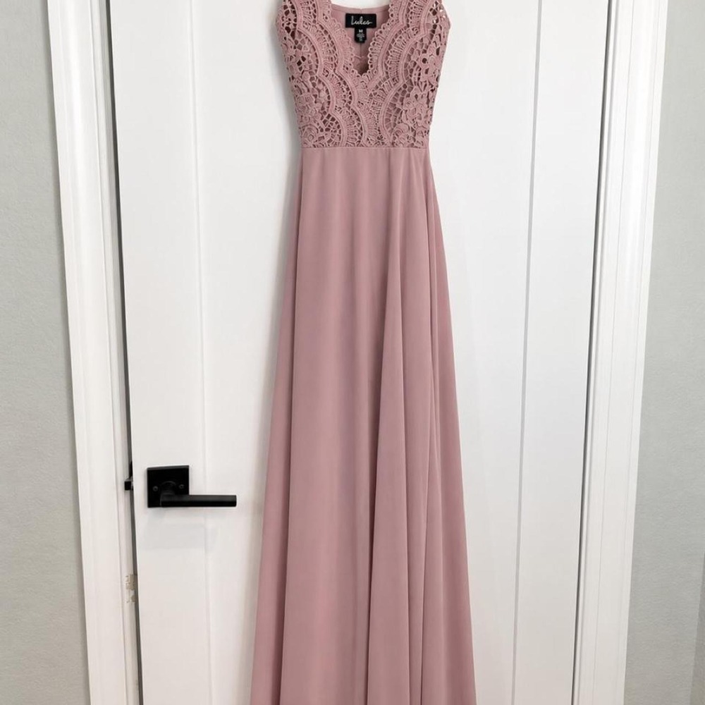 Lulus Dusty Mauve Lace Bodice Maxi Dress – Medium